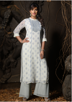 White Color Designer Georgette Kurti